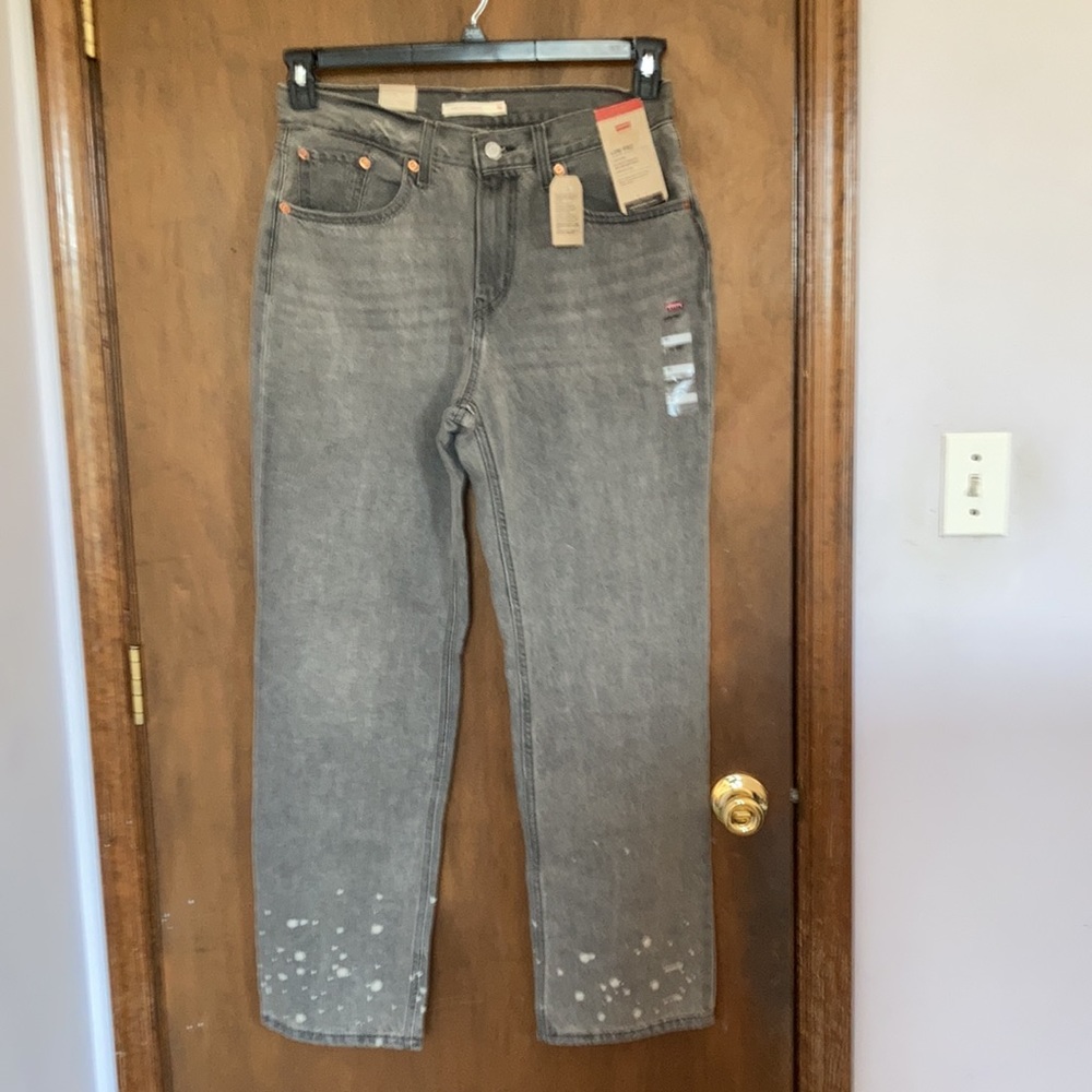 Levi’s low pro gray midrise straight leg jean splatter detail cotton size 30 - Picture 13 of 17